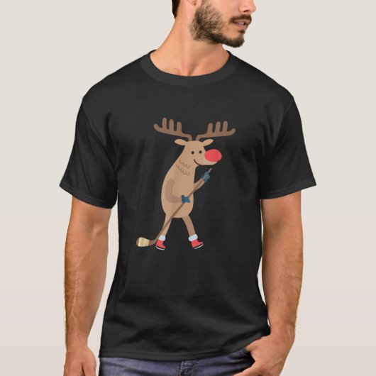 Weihnachts Funny Reindeer Hockey Pajama Xmas Gesch T-Shirt (Vorderseite)