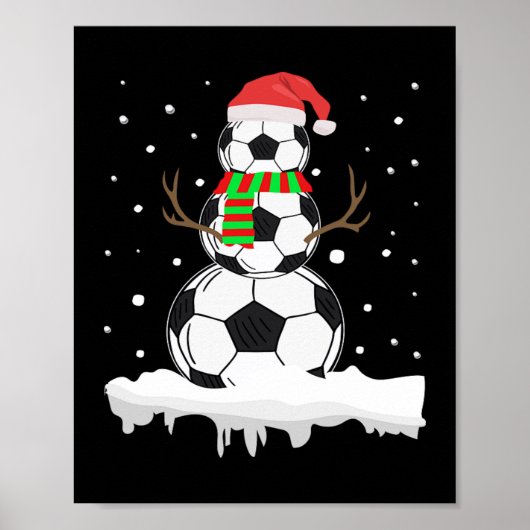 Weihnachts Funny Soccer Ball Snowman Xmas Sport Poster (Vorne)