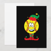 Weihnachts Funny Softball ELF Xmas Pajama Matching Feiertagskarte (Vorne/Hinten)