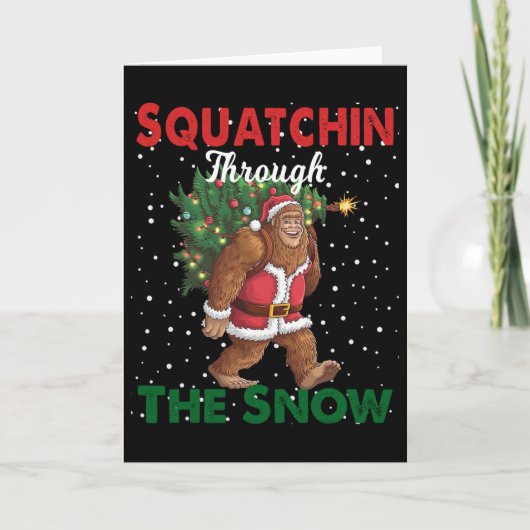Weihnachts-Funny Squatchin durch den Schnee Karte (Vorderseite)