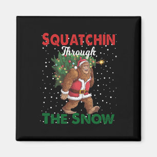 Weihnachts-Funny Squatchin durch den Schnee Magnet