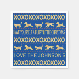 Weihnachts-Furry-Marine und Gold Serviette