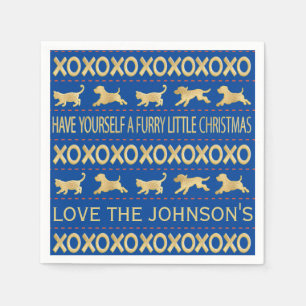 Weihnachts-Furry-Marine und Gold Serviette