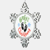 Weihnachts-Fußabdruck-Ornamennamen des Weihnachtsj Schneeflocken Zinn-Ornament (Rechts)