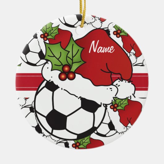 Weihnachts-Fußball ⚽ Ball | Personalisieren Keramikornament (Vorne)