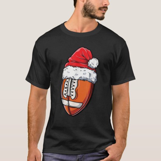 Weihnachts Fußball Ball Weihnachtsmannmütze Weihna T-Shirt (Vorderseite)