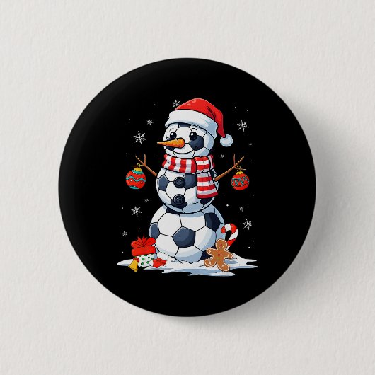 Weihnachts-Fußball-Bylls Lustiger Schneemann Männe Button (Vorderseite)