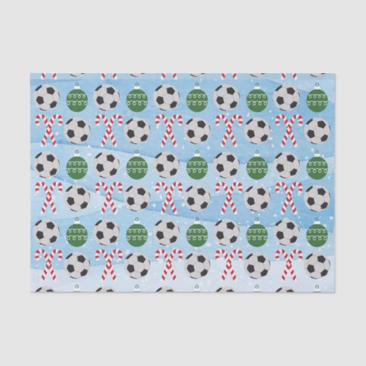 Weihnachts-Fußball Candy Cane Tissue Seidenpapier (Vorderseite)