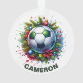 Weihnachts-Fußball-Enthusiasten Individuelle Name Ornament (Rückseite)