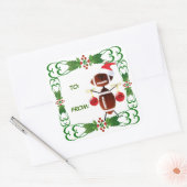 Weihnachts-Fußball-Geschenkmarke Quadratischer Aufkleber (Umschlag)