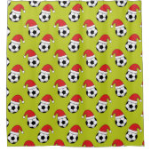 Weihnachts-Fußball mit Weihnachtsmann-Hat-Muster Duschvorhang (Vorderseite)