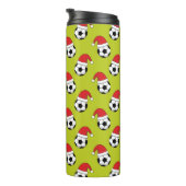 Weihnachts-Fußball mit Weihnachtsmann-Hat-Muster Thermosbecher (Nach rechts gedreht)