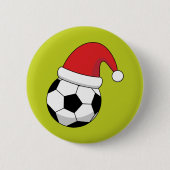 Weihnachts-Fußball mit Weihnachtsmann-Hut Button (Vorderseite)