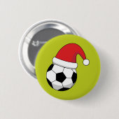 Weihnachts-Fußball mit Weihnachtsmann-Hut Button (Vorne & Hinten)
