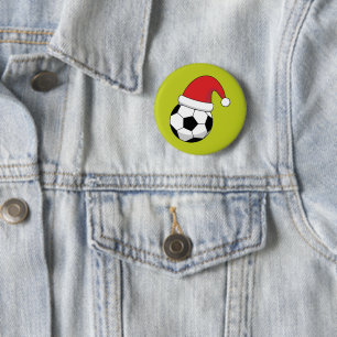 Weihnachts-Fußball mit Weihnachtsmann-Hut Button