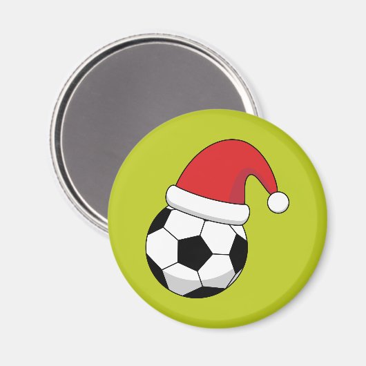 Weihnachts-Fußball mit Weihnachtsmann-Hut Magnet (Vorderseite/Rückseite)