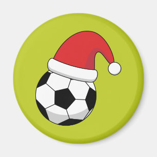 Weihnachts-Fußball mit Weihnachtsmann-Hut Magnet