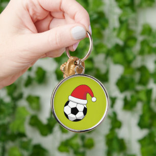 Weihnachts-Fußball mit Weihnachtsmann-Hut Schlüsselanhänger