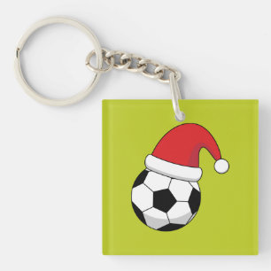Weihnachts-Fußball mit Weihnachtsmann-Hut Schlüsselanhänger