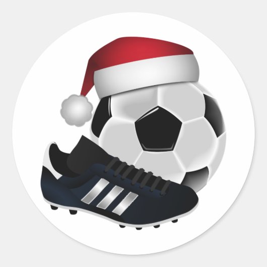 Weihnachts-Fußball Runder Aufkleber (Vorderseite)