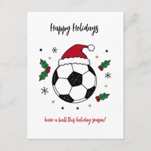 Weihnachts-Fußball Santa Hut Grußkarten Feiertagspostkarte