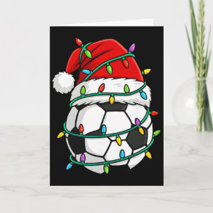 Weihnachts-Fußball-Santa-Hut-Lichter-Santa-Sport-X Karte