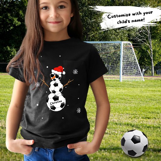 Weihnachts-Fußball-Snowman-Weihnachtsmannmütze Kin T-Shirt