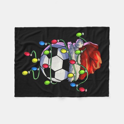 Weihnachts Fußball Weihnachtsbaum Lichter Fußball Fleecedecke (Vorderseite (Horizontal))