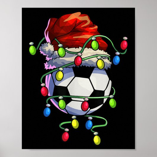 Weihnachts Fußball Weihnachtsbaum Lichter Fußball Poster (Vorne)