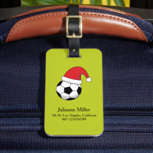Weihnachts-Fußball Weihnachtsmann hat personalisie Gepäckanhänger