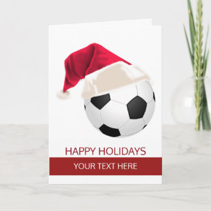 Weihnachts-Fußball-Weihnachtsmannmütze Grußkarten Feiertagskarte