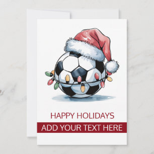 Weihnachts-Fußball-Weihnachtsmannmütze Grußkarten Feiertagskarte