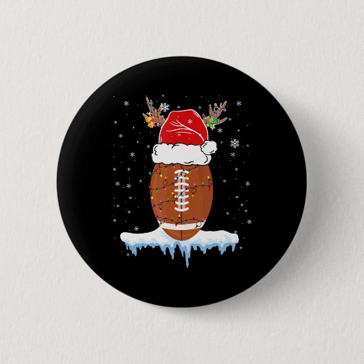 Weihnachts Fußball Weihnachtsmannmütze Merry Xmas  Button (Vorderseite)