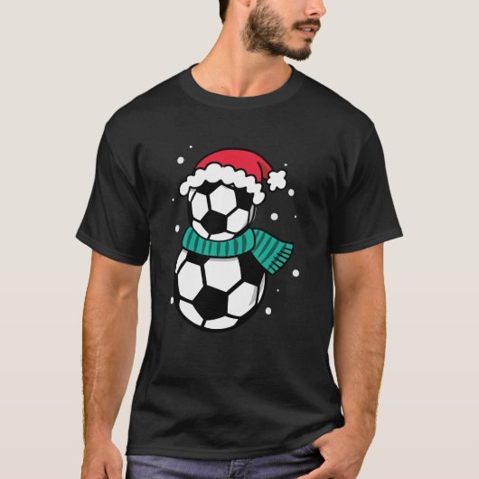 Weihnachts-Fußball-Weihnachtsmannmütze T-Shirt (Vorderseite)