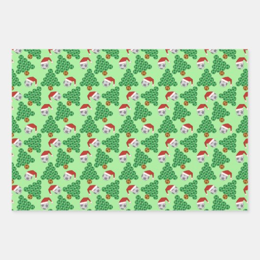 Weihnachts-Fußball-Weihnachtsmannmützen Wrapping P Geschenkpapier Set (Vorderseite 2)