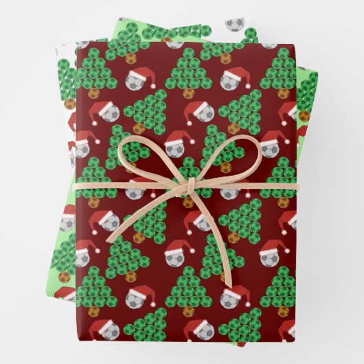 Weihnachts-Fußball-Weihnachtsmannmützen Wrapping P Geschenkpapier Set (Beispiel)