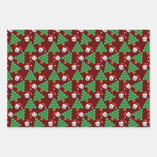 Weihnachts-Fußball-Weihnachtsmannmützen Wrapping P Geschenkpapier Set (Vorderseite)