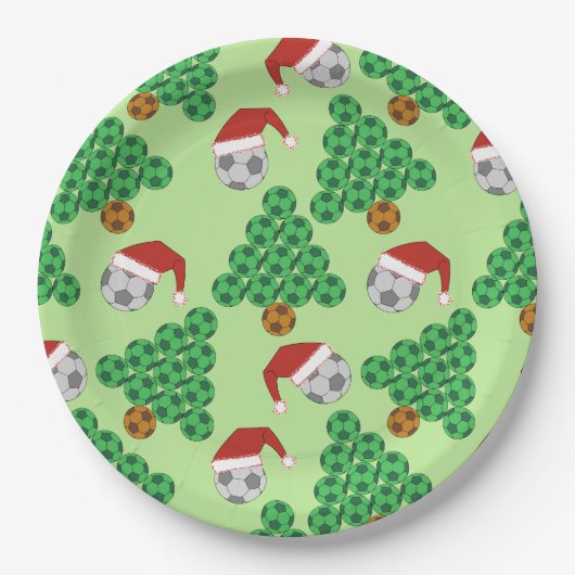 Weihnachts-Fußball-Weihnachtsmannmützen Wrapping P Pappteller (Vorderseite)