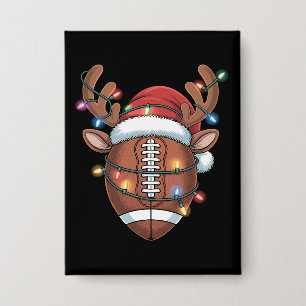 Weihnachts-Fußballliebhaber-Santa-Hut-Sport-Weihna Button