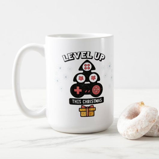 Weihnachts-Gamer-Controller Holiday Tree Design Kaffeetasse (Mit Donut)