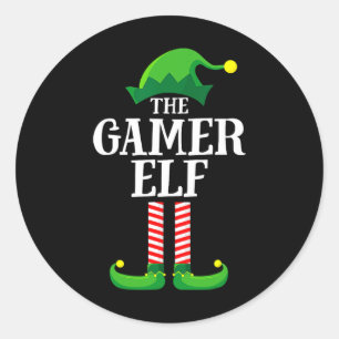 Weihnachts-Gamer Elf Matching Familiengruppe Chris Runder Aufkleber