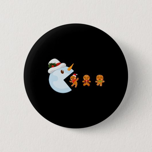 Weihnachts Gamer Funny Video Game Snowman Eat Ging Button (Vorderseite)