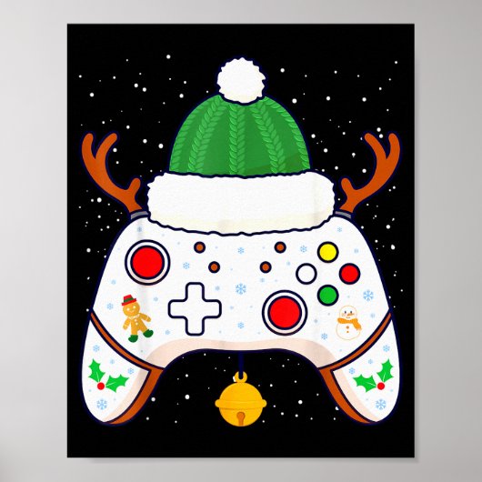 Weihnachts-Gamer-Videospiel-Controller Gamepad Poster (Vorne)