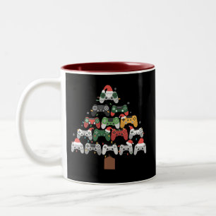 Weihnachts-Gaming-Baum-Gamer-Geschenke Xmas-Gesche Zweifarbige Tasse
