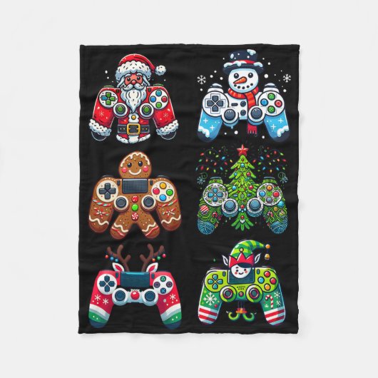 Weihnachts-Gaming-Controller Santa-Elf-Xmas-Christ Fleecedecke (Vorderseite)