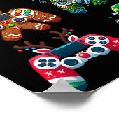 Weihnachts-Gaming-Controller Santa Elf Xmas Christ Poster (Ecke)