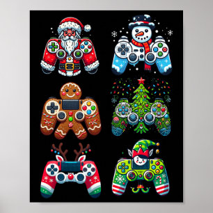 Weihnachts-Gaming-Controller Santa Elf Xmas Christ Poster