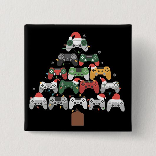 Weihnachts Gaming Tree Gamers Gamer Xmas Geschenke Button (Vorderseite)