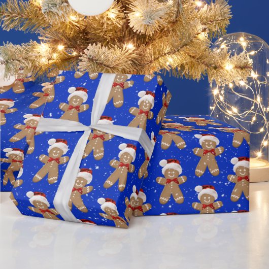 Weihnachts-Gebäckmänner in Schneeflocken Geschenkpapier (Feiertage)
