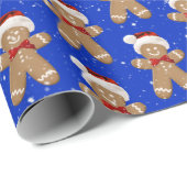 Weihnachts-Gebäckmänner in Schneeflocken Geschenkpapier (Rolleneckpunkt)
